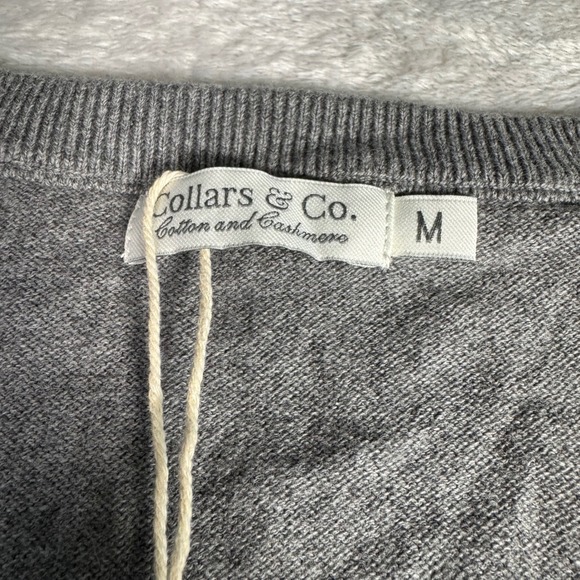 NWT Collars & Co Mens Luxury Touch Cotton Cashmere V-Neck Sweater M Grey - Picture 3 of 10